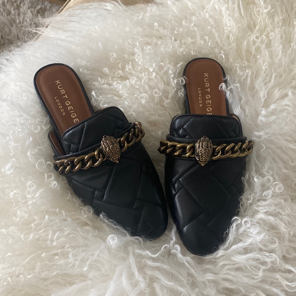 Kurt Geiger Black Leather Mule Size EUR36.5 which is a 6 1/2